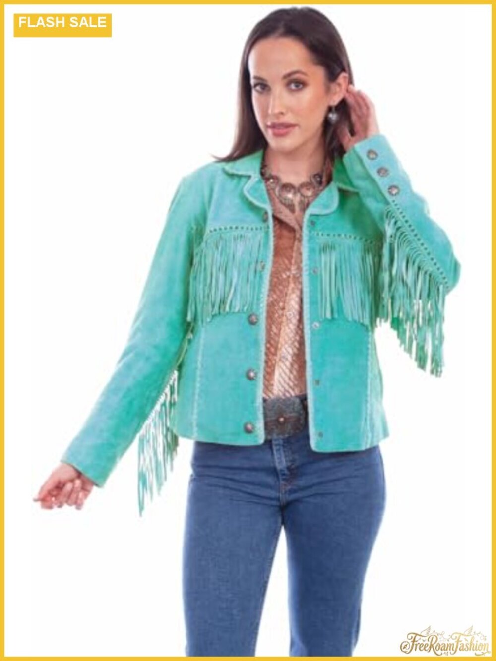 Suede Fringe Jacket Long Sleeve Notch Collar